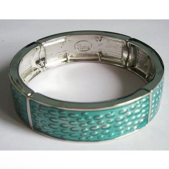 Lia Sophia Quench Stretch bangle Bracelet- silver and turquoise color NWT was$58 - Picture 2 of 9
